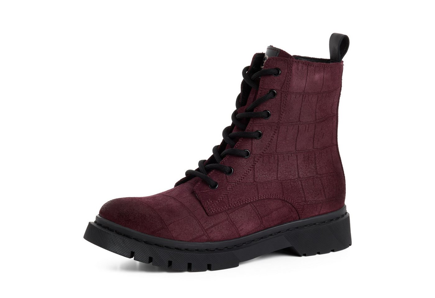 Tamaris Schnürboots Schnürstiefelette, Chunky Boots mit logobedruckter Anziehlasche