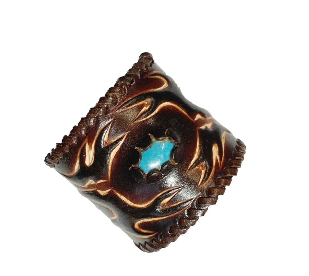 Lederarmband Echt Lederarmband Westernarmband BREIT braun türkiser Stein