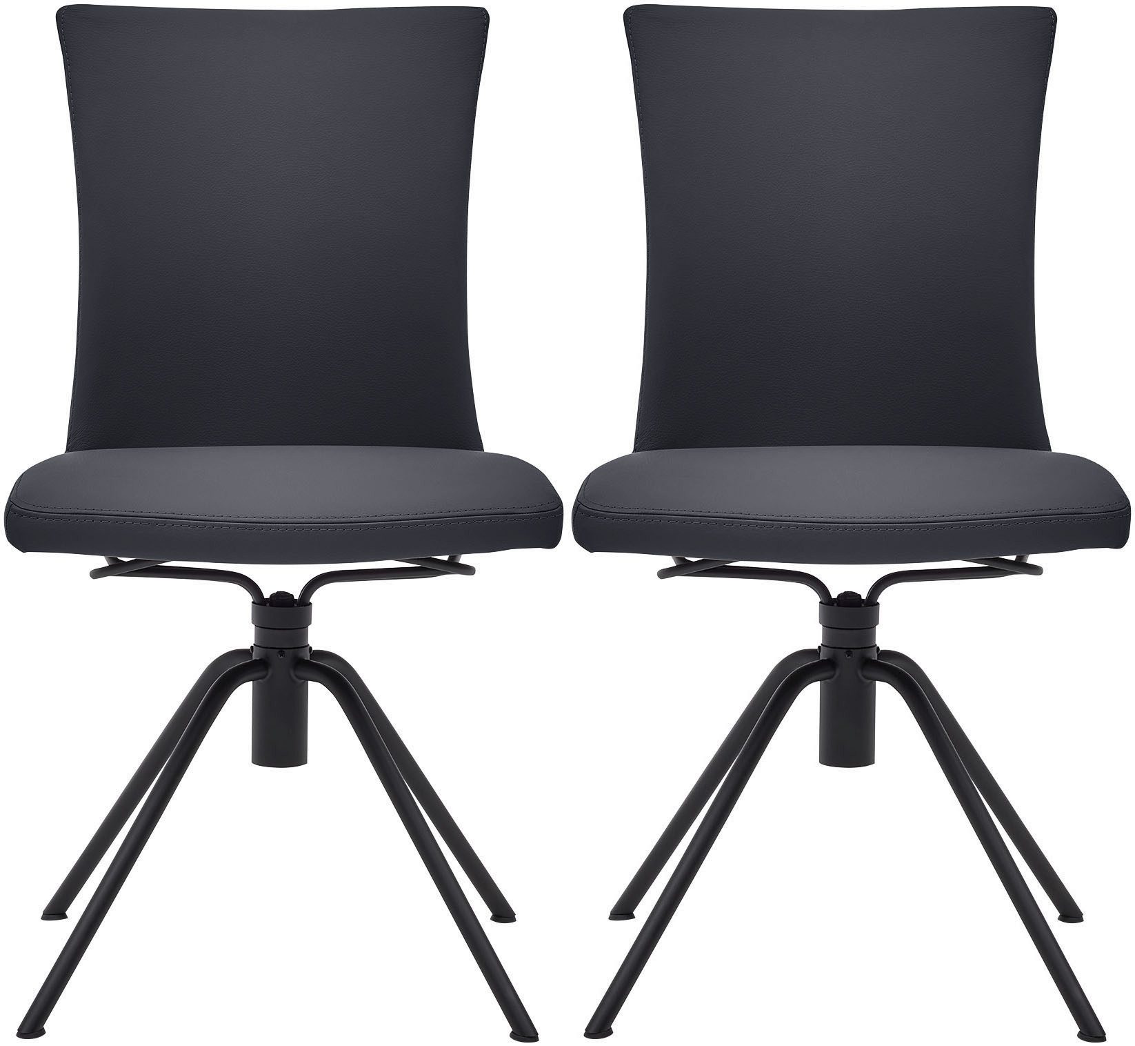 Musterring Polsterstuhl Helmond 6700 (Set, 2 St), Drehgestell in schwarz inkl. Rückholfunktion, ohne Armlehne