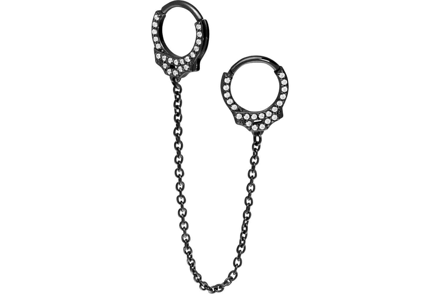 Piercing-Set Chirurgenstahl Segmentring Clicker KRISTALLHANDSCHELLEN