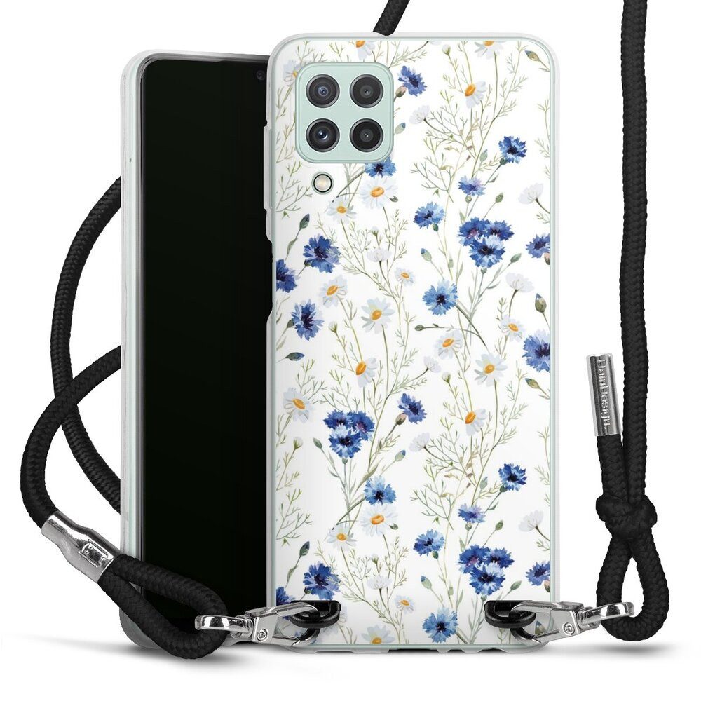 DeinDesign Handyhülle Muster Blume Blumen Flower Pattern 6, Samsung Galaxy A22 4G Handykette Hülle mit Band Case zum Umhängen