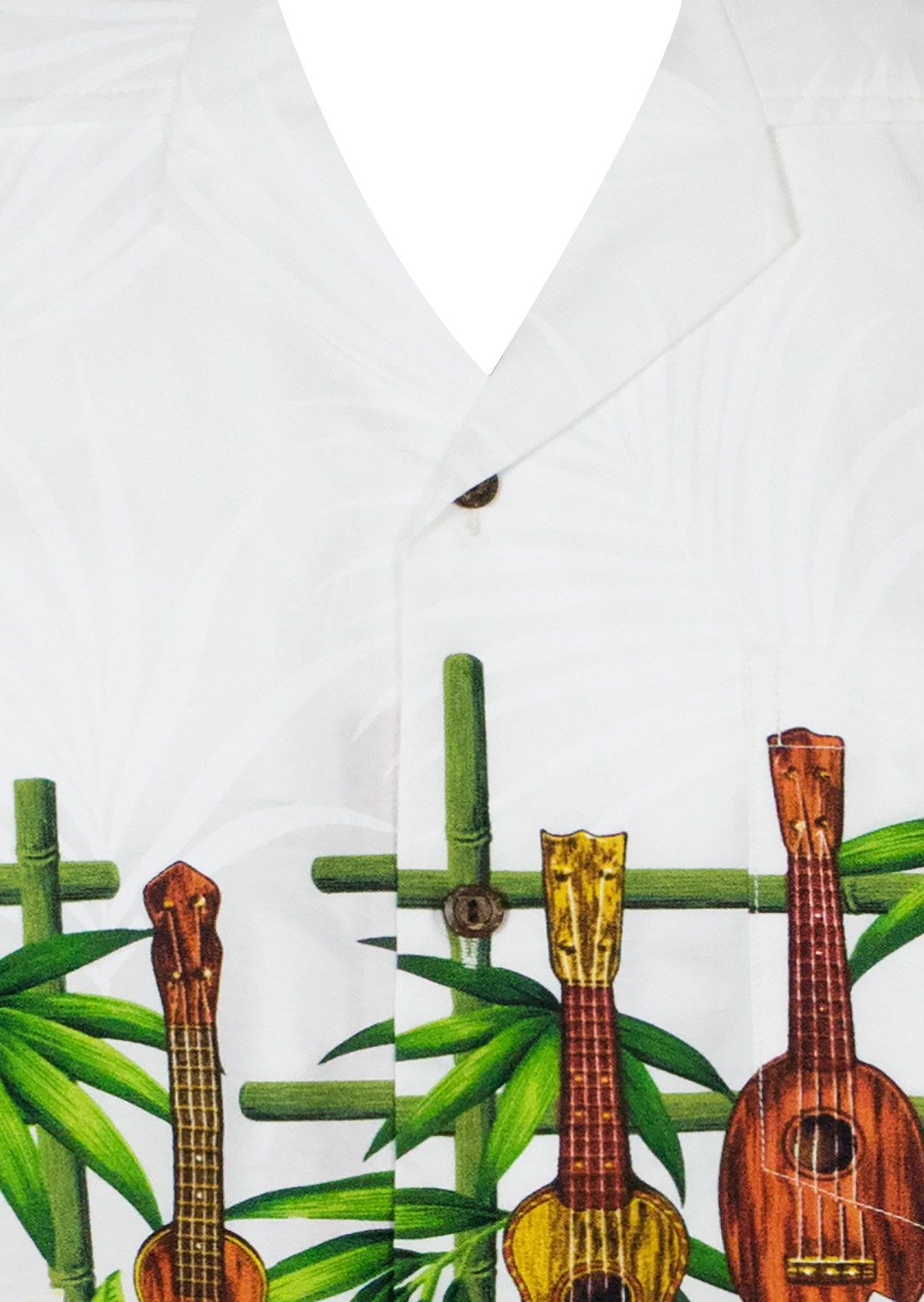Pacific Legend Hawaiihemd Gitarre Bambus Original Hawaiihemd mit 100% Kokosnuss-Knöpfen