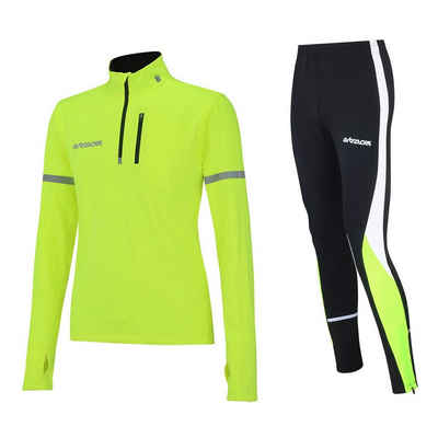 Airtracks Lauftights Herren Thermo Laufset Pro: Thermo Laufshirt Langarm + Laufhose Lang (Laufset, 2-tlg) Laufbekleidung mit ausgezeichneter thermischer, Isolierkraft bei kaltem Wetter Herbst - Winter » S M L Xl XXL XXXL «