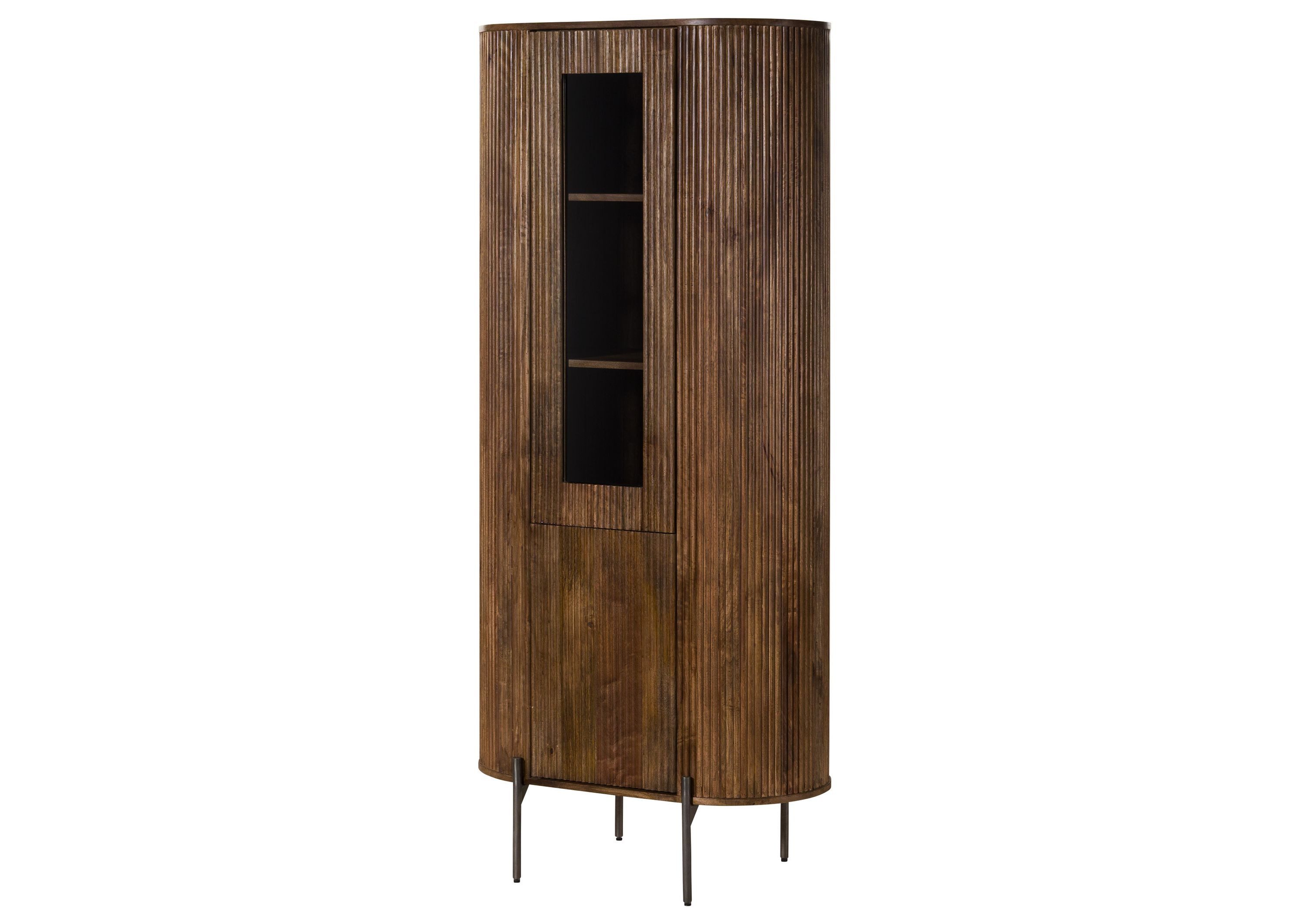 Massivmoebel24 Standvitrine BARCELONA (Mango 80x45x180 braun lackiert BARCELONA #244) Mango 80x45x180 braun lackiert BARCELONA #244
