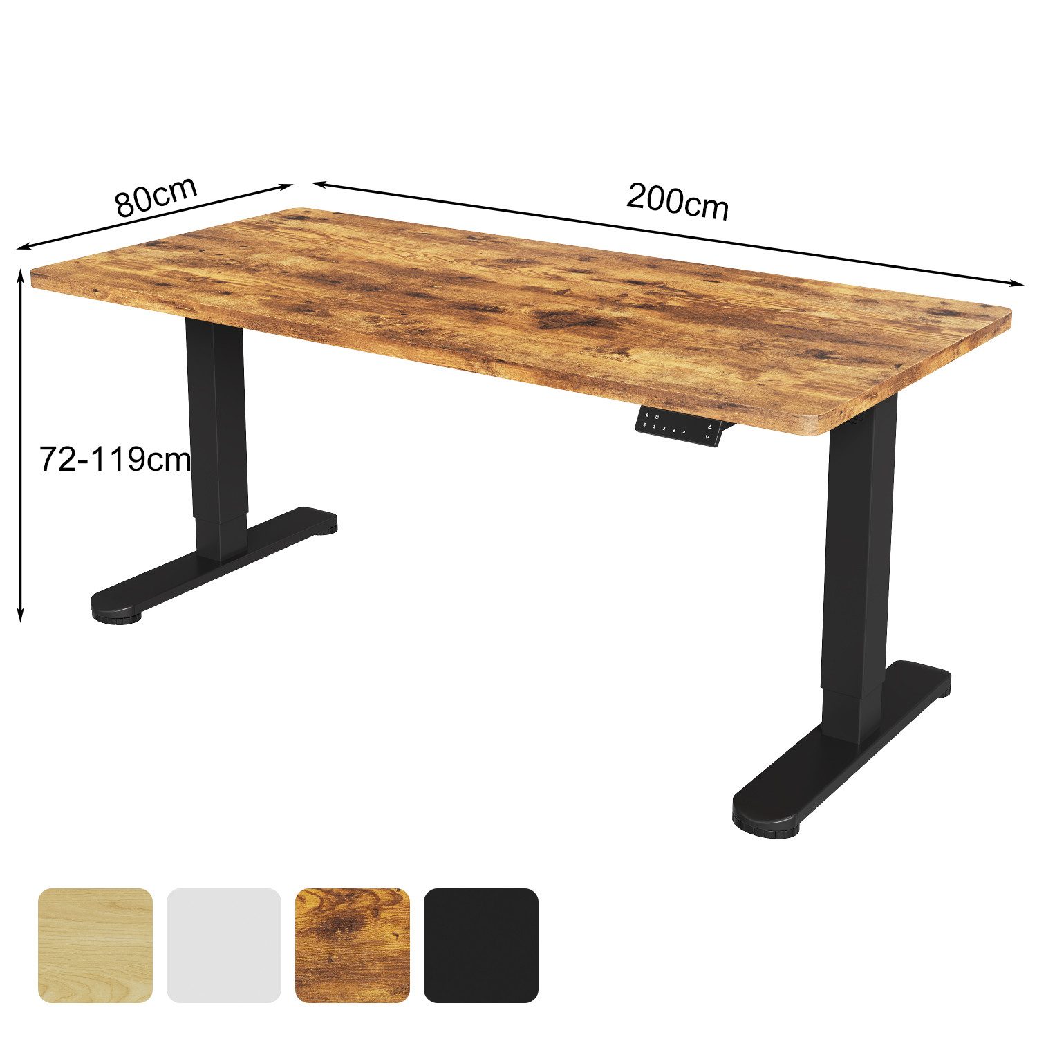 HOMALL Schreibtisch Höhenverstellbarer Elektrisch mit 25mm starker einteiliger Tischplatte (Maße: 140 × 70 / 160 × 80 / 180 × 80, ausgestattet mit zwei Motoren und zwei Querträgern, mit Kabelmanagementbox, maximale Tragkraft 120 kg, mit Weckfunktion und Kindersicherung)