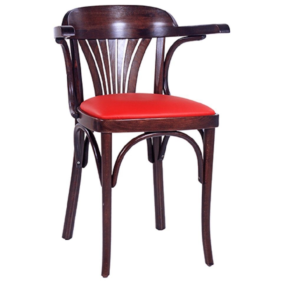 pemora Holzstuhl Bugholzstuhl mit Armlehnen CLASSICO S44P in nussbaum dunkel, Gestell aus Buche massiv rot | Stühle