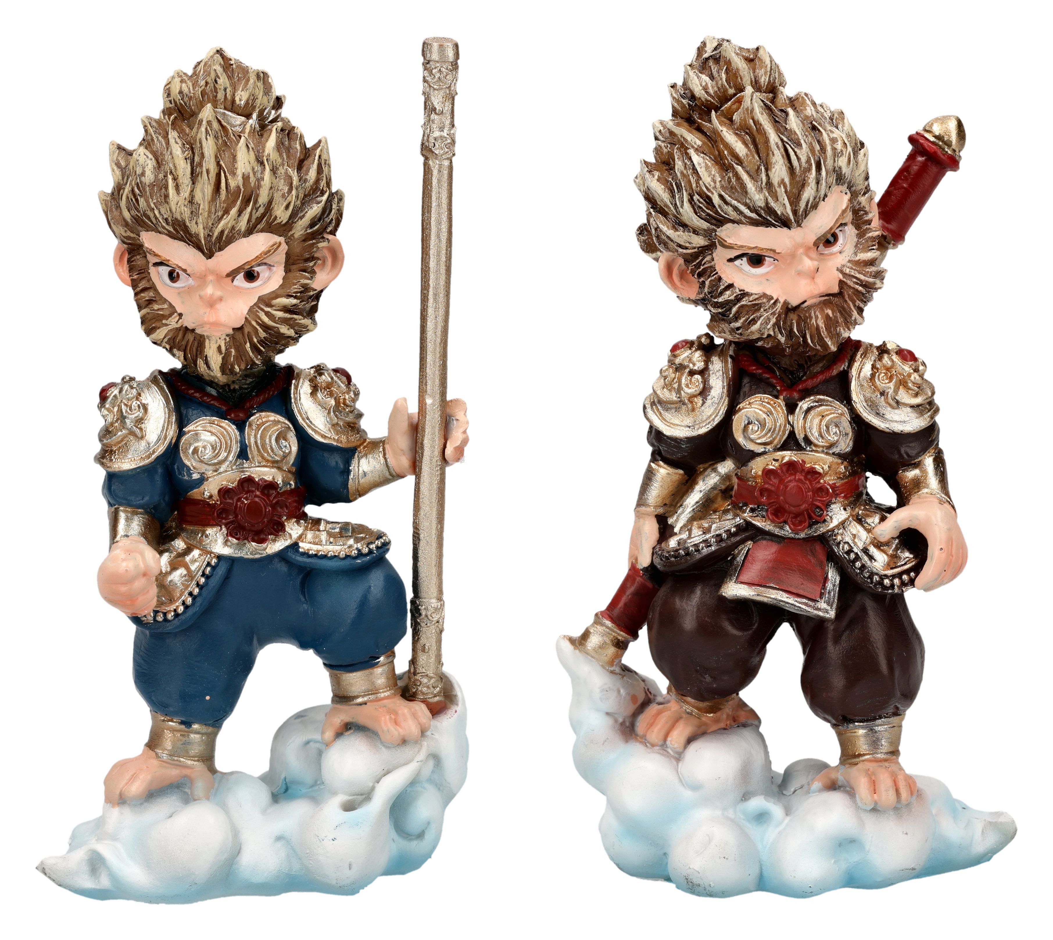Figuren Shop GmbH Dekofigur Sun Wukong Figur Set – Affenkönig Statue China Mythos Dekofigur 13 cm