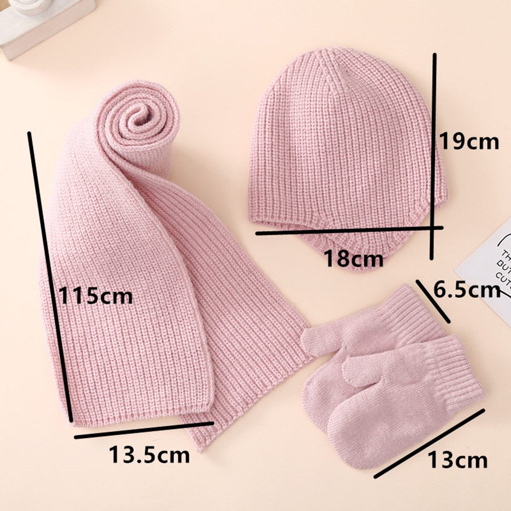 Coonoor Filzhut Kinder Wintermütze Schal Handschuhe Set Warme Winter Bekleidung für Mädchen Jungen 2-6 Jahre
