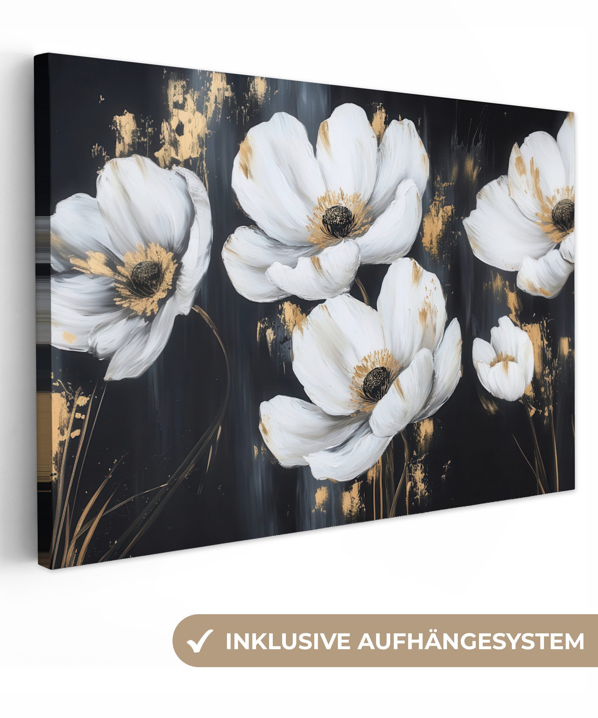 OneMillionCanvasses® Leinwandbild Blumen - Weiß - günstig online kaufen