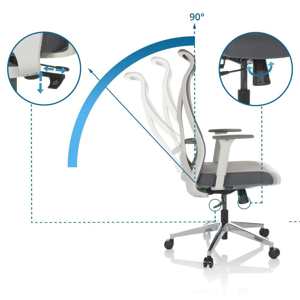 hjh OFFICE Drehstuhl Profi St), (1 Bürostuhl WHITE ergonomisch Stoff/Netzstoff AZURRO Schreibtischstuhl