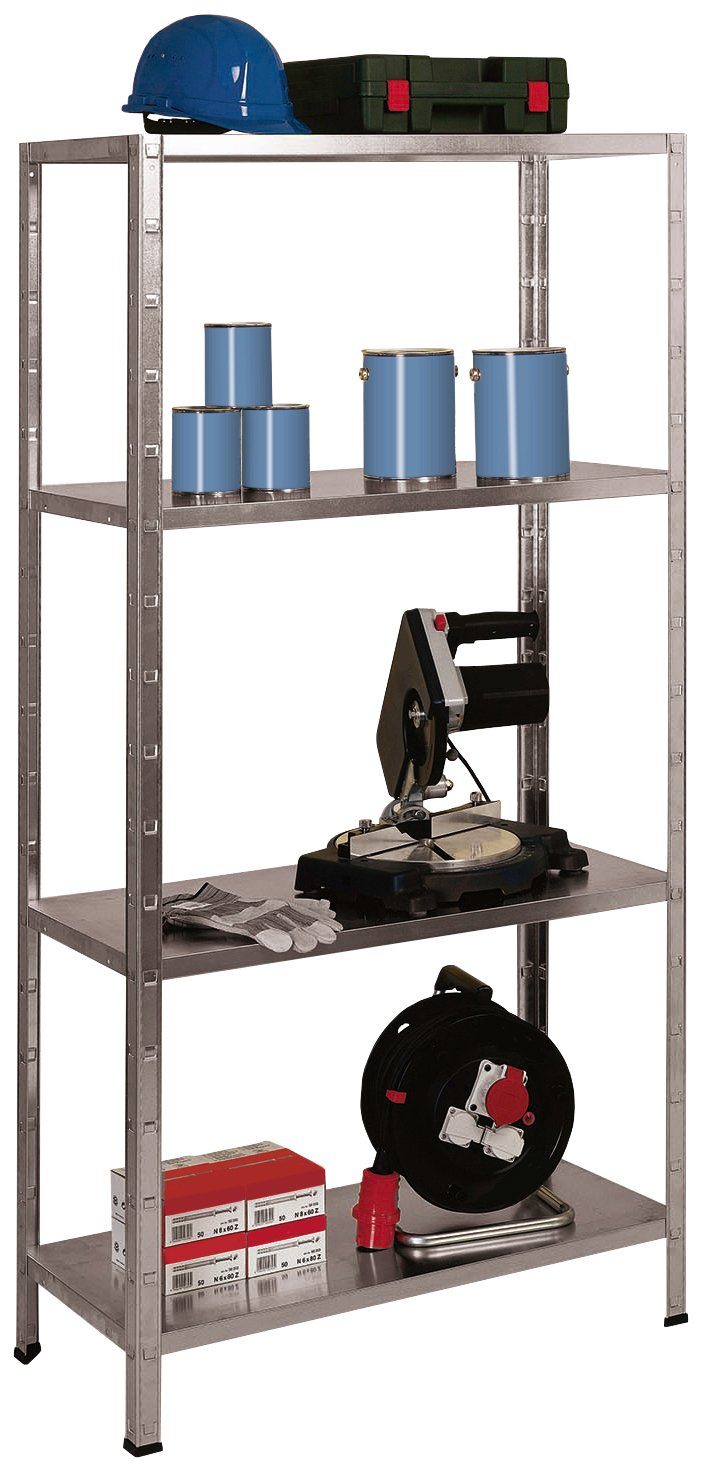 Metall 4 1800x750x350 Stecksystem-Grundregal, Regalwelt mm, verzinkt, Böden SCHULTE Steckregal