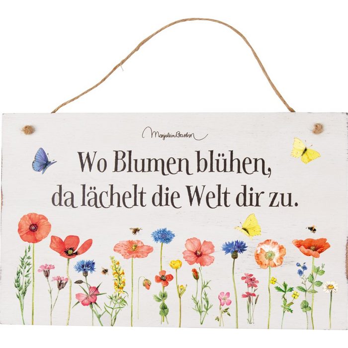 COPPENRATH DIE SPIEGELBURG Wanddekoobjekt Holzschild "Wo Blumen blühen ..." GartenLiebe (M. Bastin)