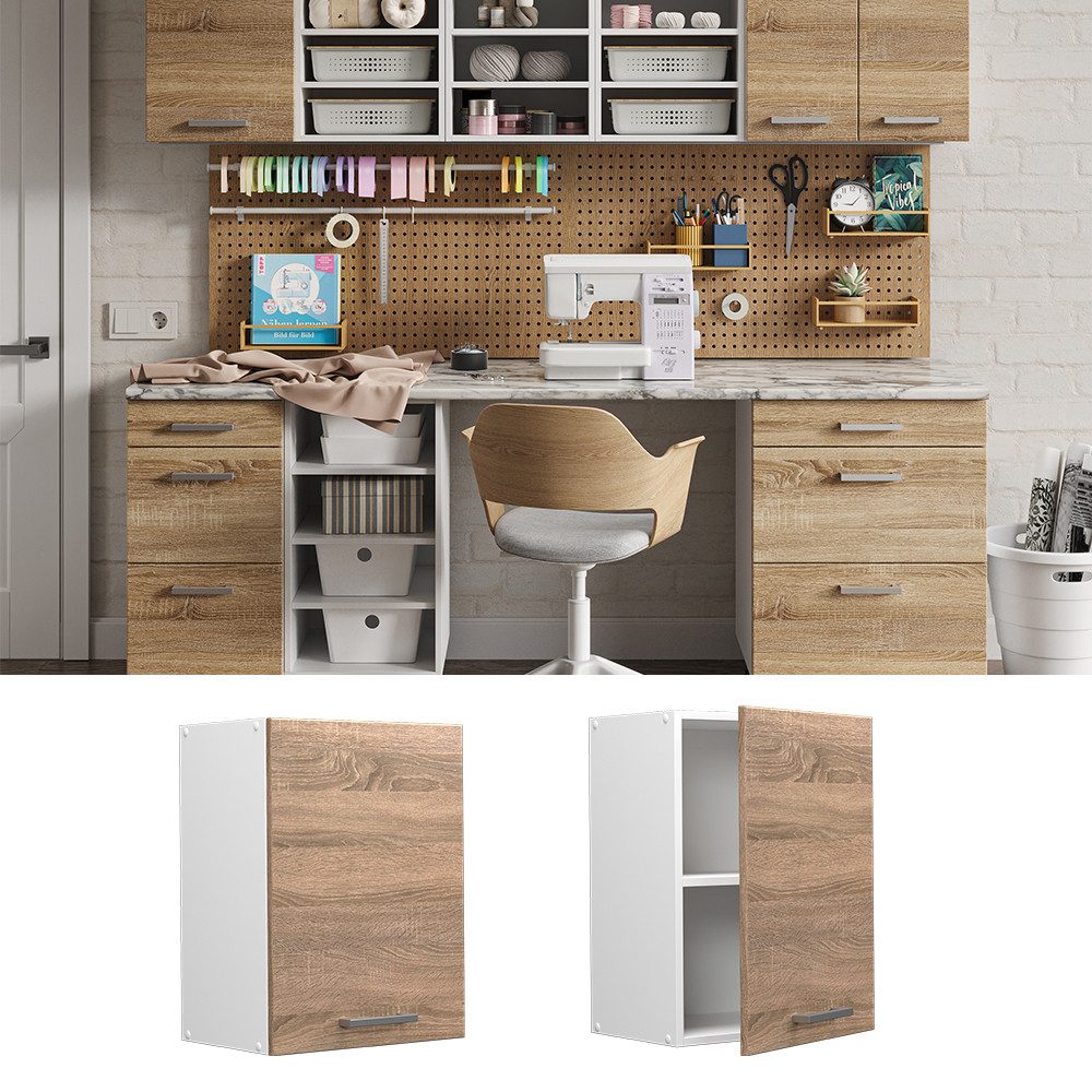 Vicco Schranksystem R-Line, Sonoma/Weiß, 45 cm günstig online kaufen