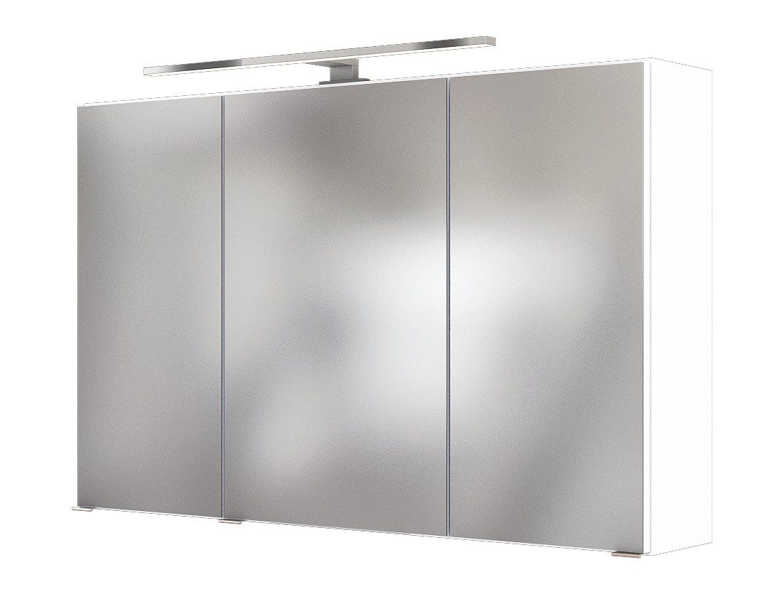 Basera® Spiegelschrank Ninette 100 cm breit mit LED-Beleuchtung weiß, Badezimmermöbel