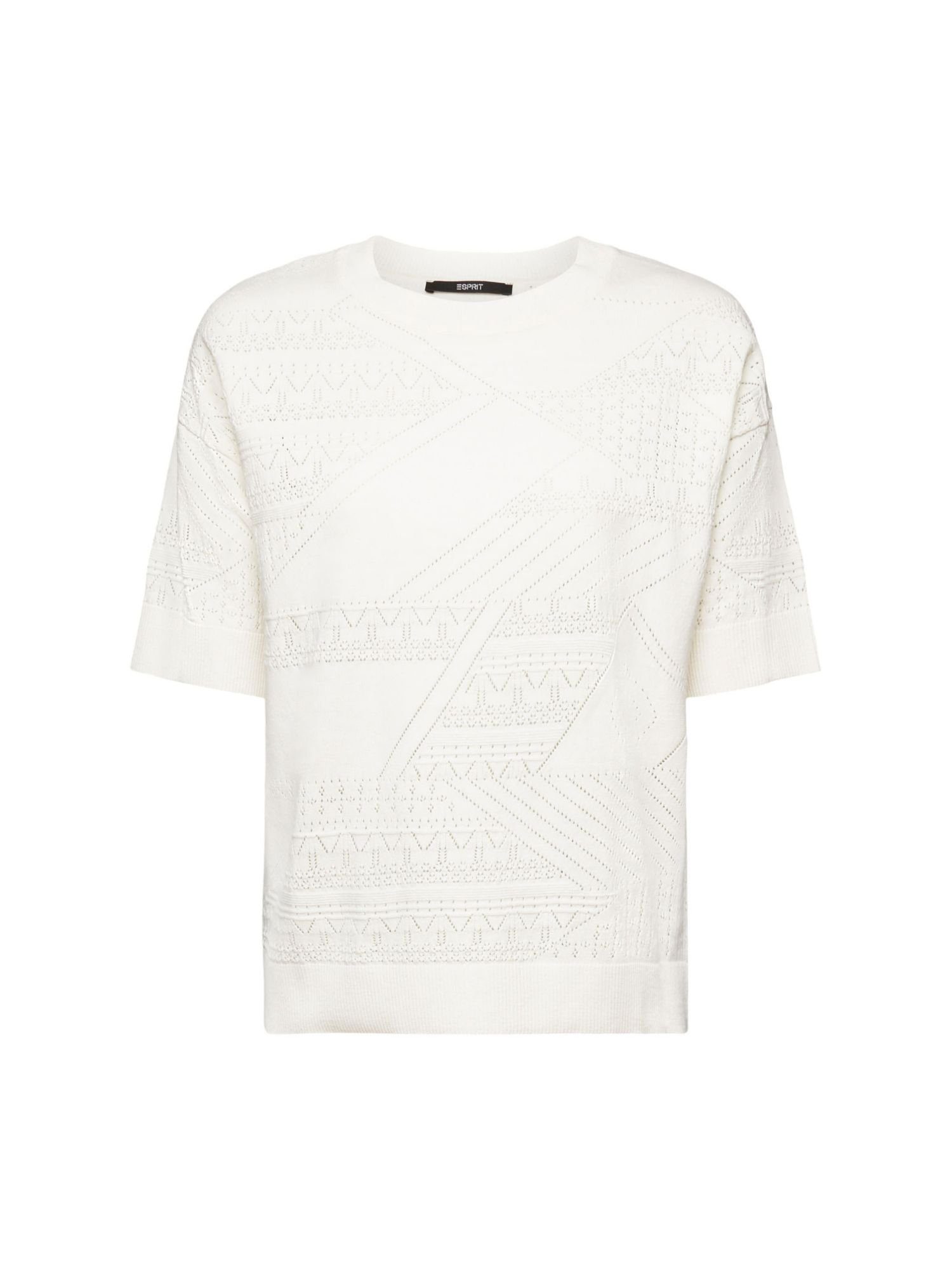 Esprit Collection Kurzarmpullover Kurzärmeliger Pullover aus Leinenmix WHITE