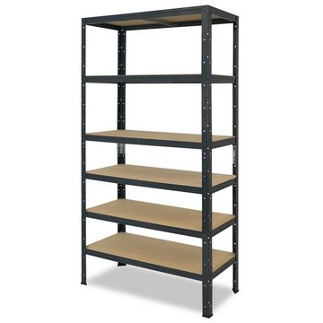 shelfplaza Schwerlastregal HOME, 200x23x50cm anthrazit, Metallregal mit 6 Böden, als Kellerregal, Garagenregal, Werkstattregal oder Lagerregal, Steckregal Metall mit 145kg Tragkraft