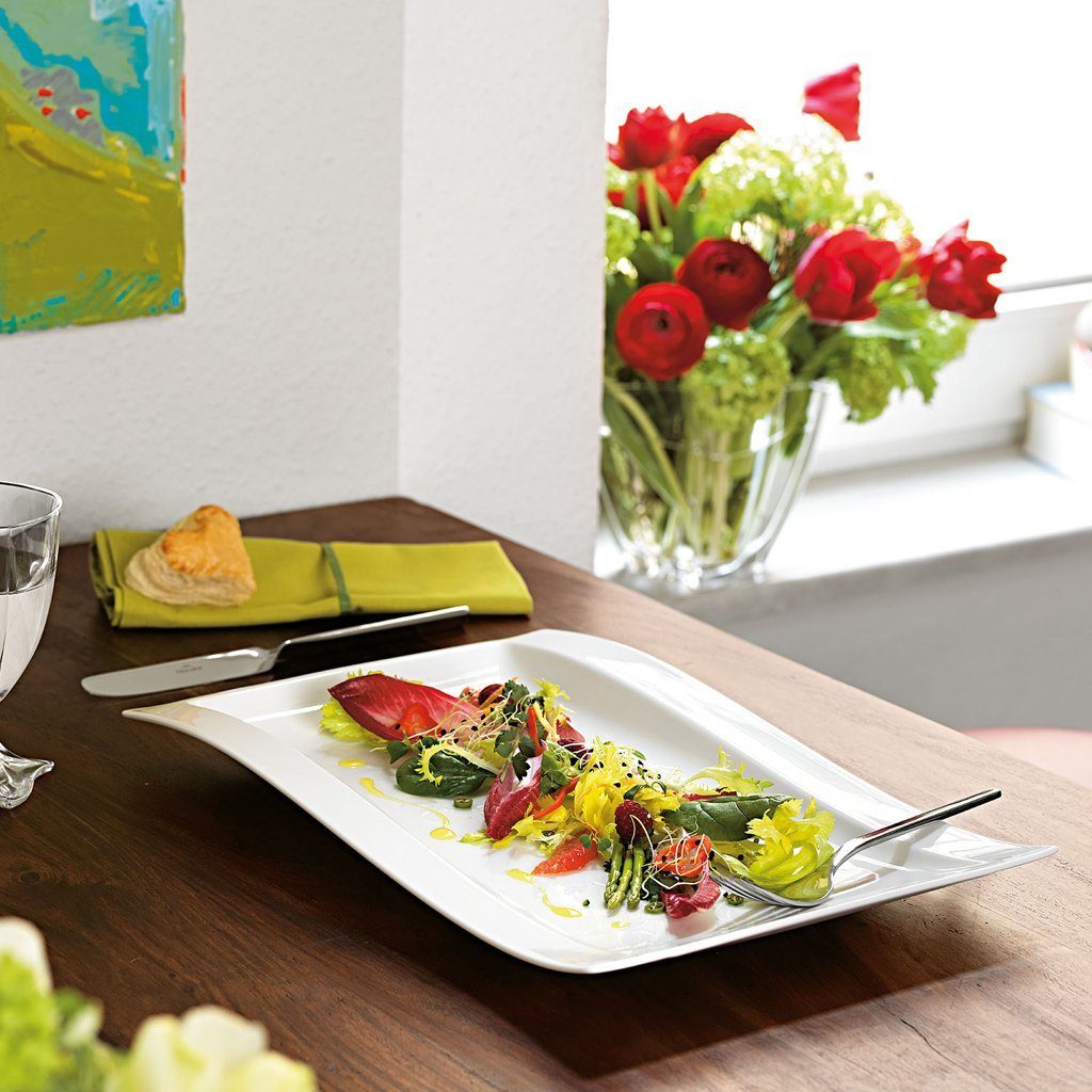 Villeroy & Boch Platzteller NewWave Gourmet-Teller 37 x 25 cm, 1-tlg., Premium Porcelain, mikrow.- & spülm.sicher, Made in Germany