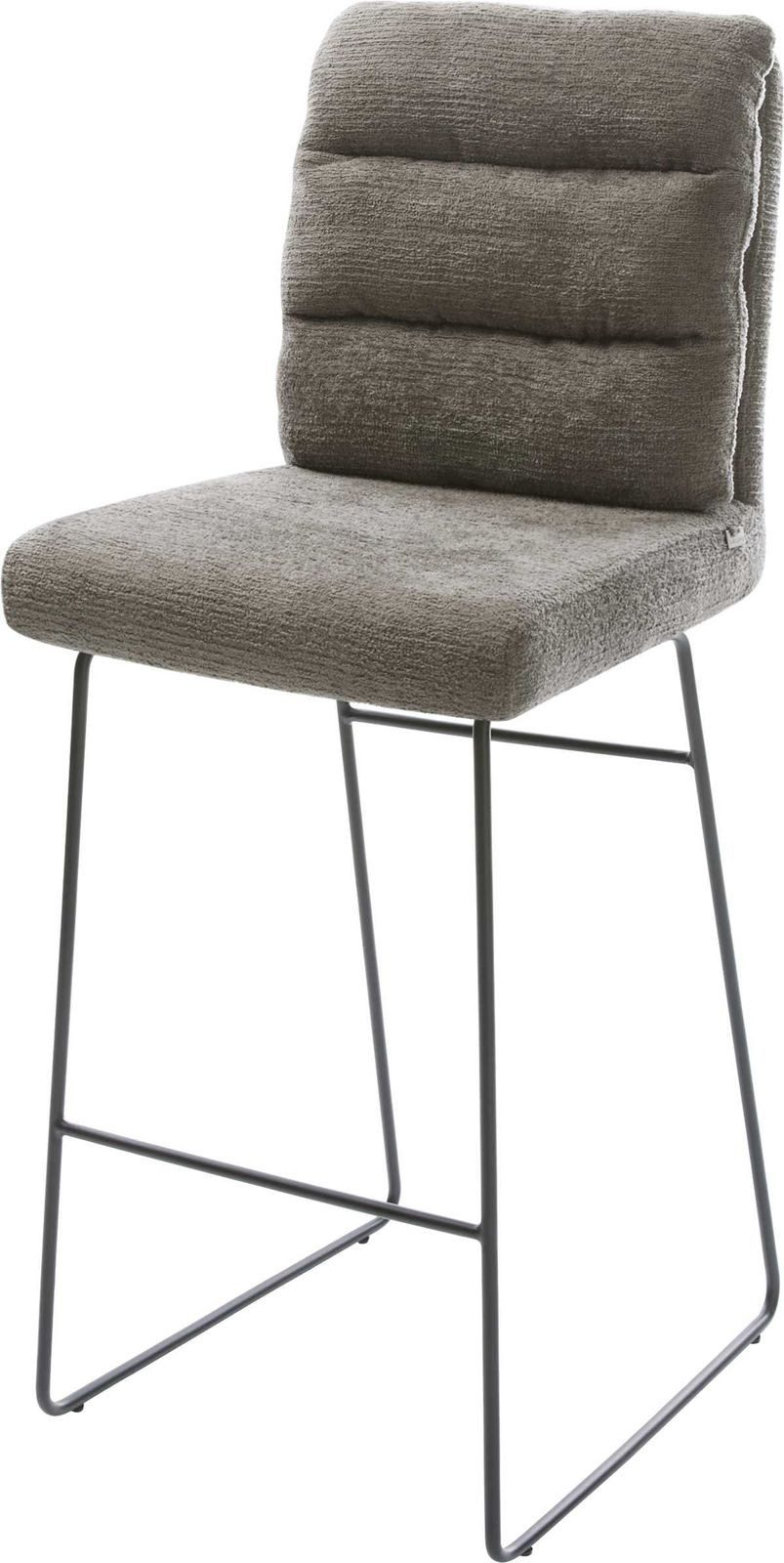 DELIFE Barhocker Pela-Flex, Kufengestell Metall Schwarz Bouclé Soft Schlamm