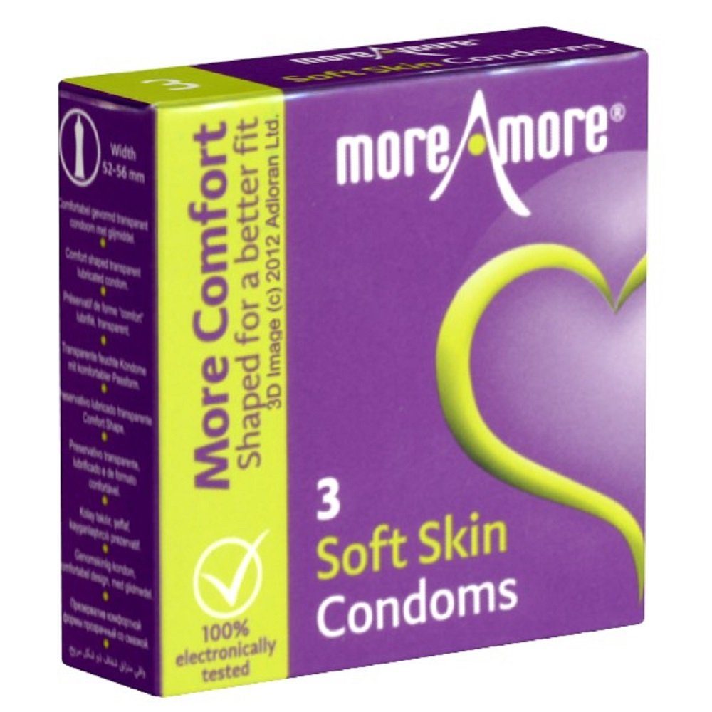 Amore Soft Kondome More St., mit, Skin seidenweiche zartem Vanille-Aroma Packung Kondome mit 3