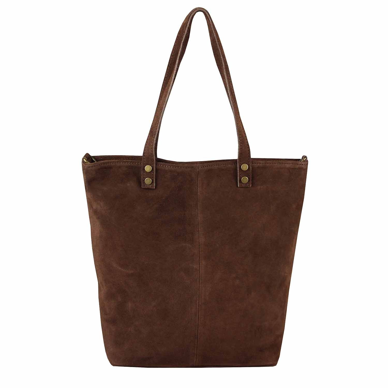 ITALYSHOP24 Schultertasche Made in Italy Damen Leder Сумки для покупок Umhängetasche Tote Bag, XL Handtasche Ledertasche Hobo Bag Wildleder Leichtgewicht