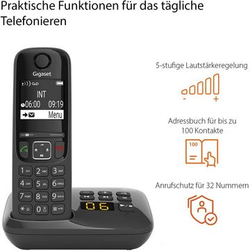 Gigaset Gigaset AS690A Quattro - 4 Schnurlose Telefone mit Anrufbeantworter Schnurloses DECT-Telefon (Mobilteile: 4, Anrufschutz & Anrufbeantworter & Kontrastreiches Display)