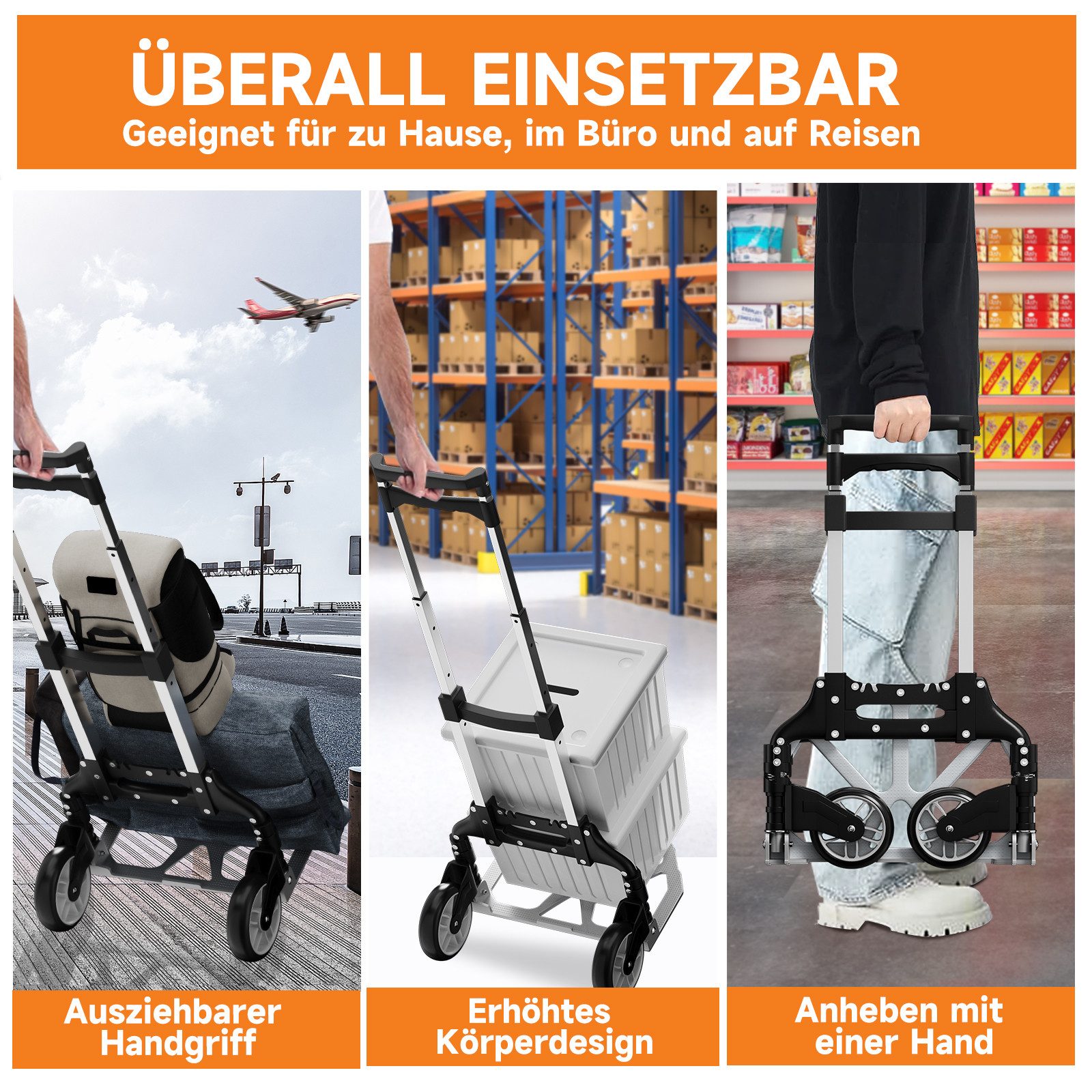 HOMELUX Sackkarre klappbar Transportkarre bis 75 kg, Höhenverstellbarer Griff, (Packung)