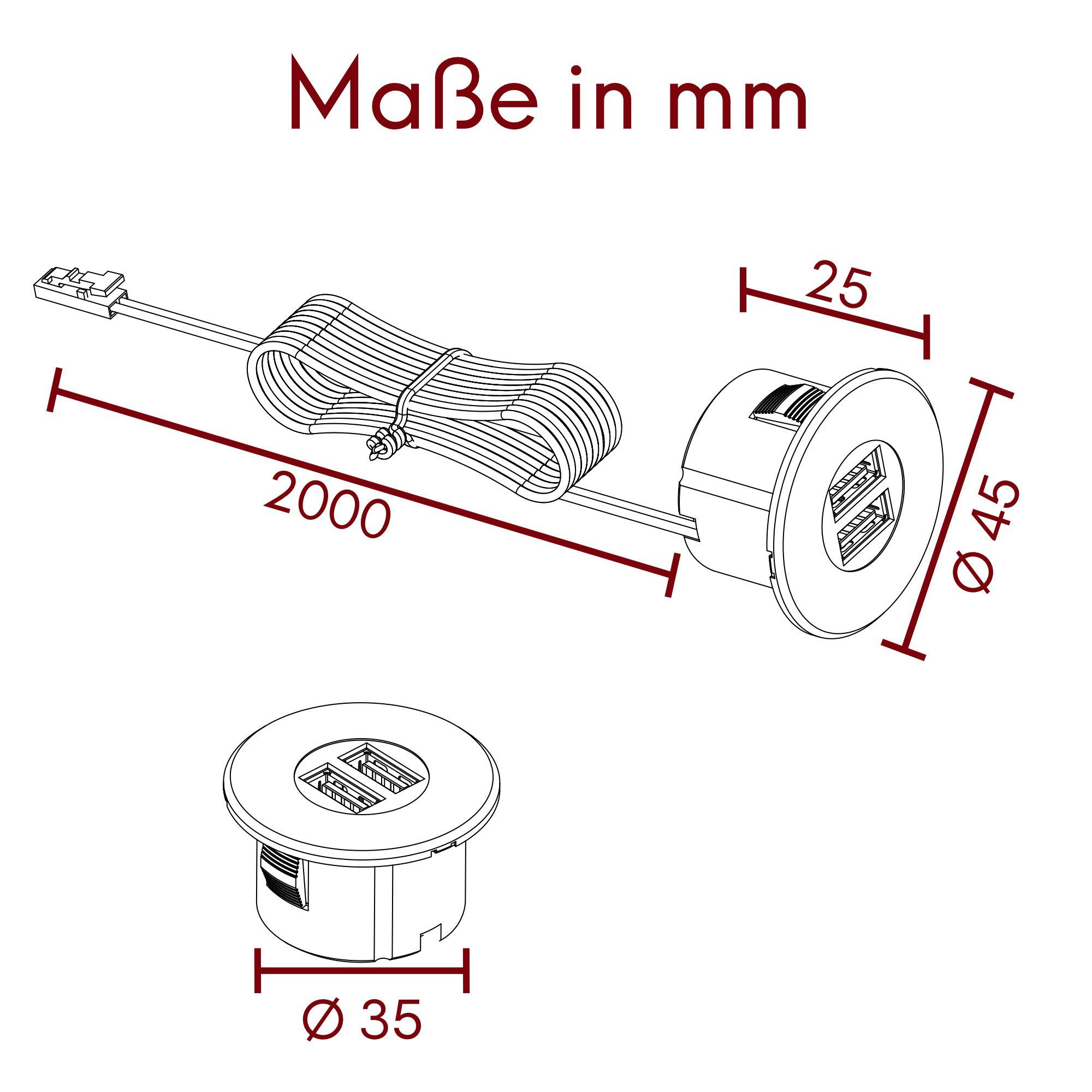 kalb Einbau USB-Hub silbergrau 12V f Smartphone USB-Ladegerät
