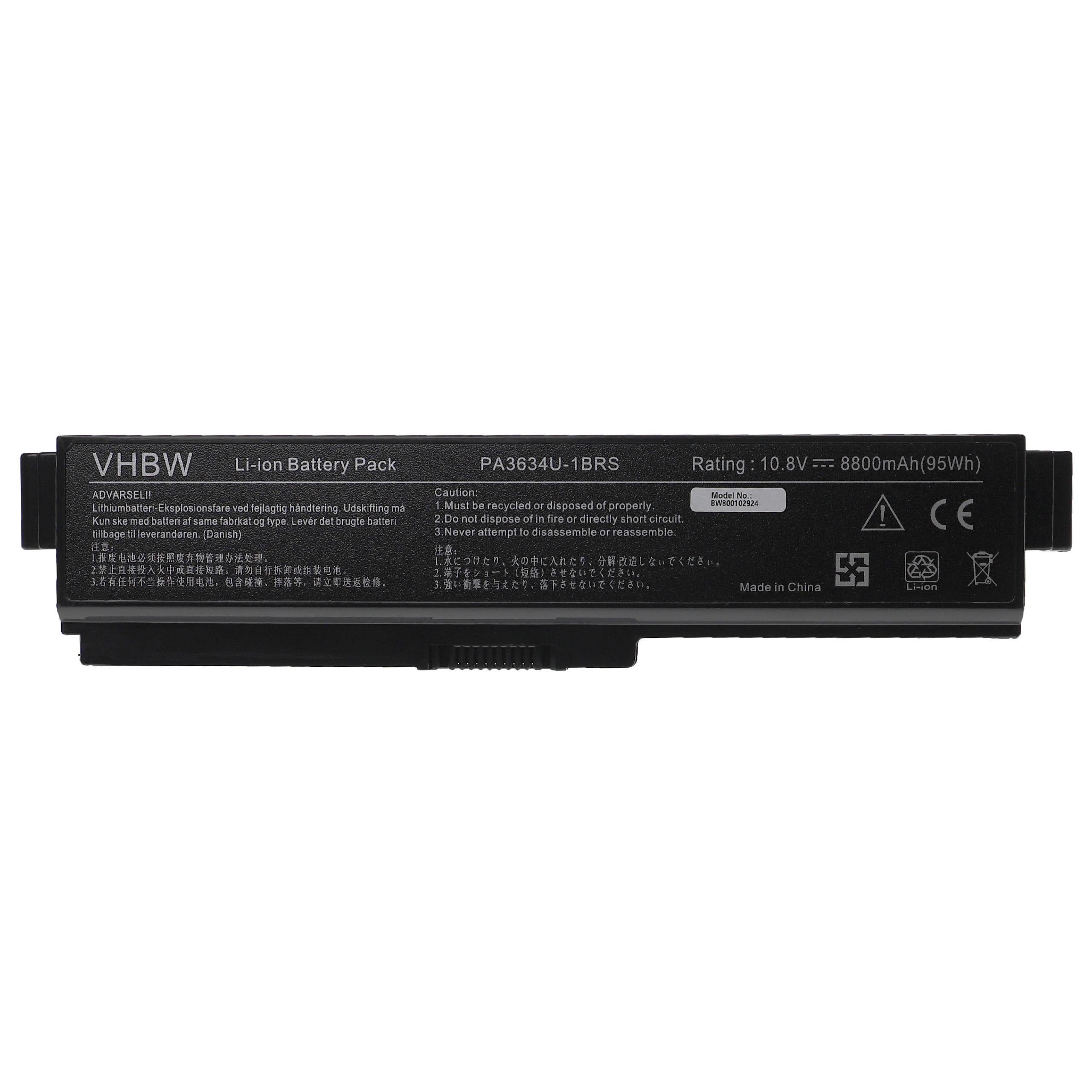 vhbw Ersatz für Toshiba PA3634U-1BAS, Laptop-Akku 8800 PA3635U-1BRM, mAh PA3635U-1BAM