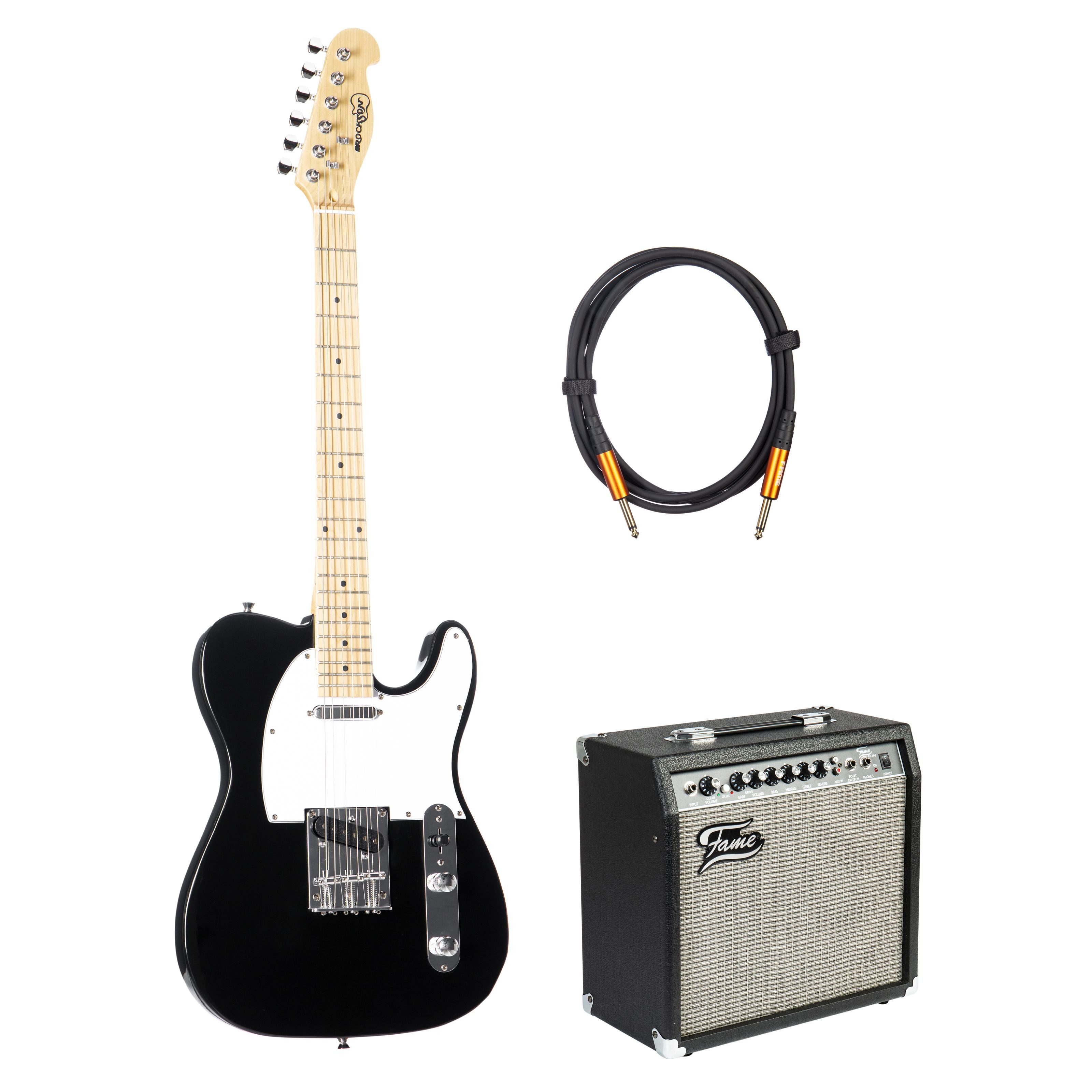 Rockson E-Gitarre, E-Gitarren, E-Gitarren-Sets, TL Electric Guitar BK + GX 30 - E-Gitarren Anfänger Set