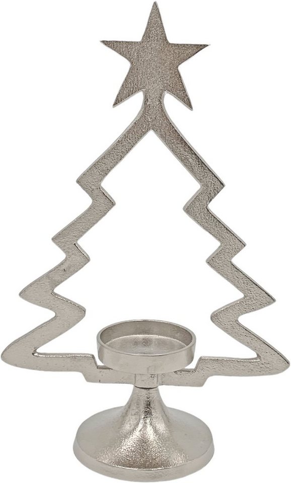 Kerzenhalter Weihnachtsdeko (1 St), in Tannenbaum-Form, mit Stern verziert,  Höhe ca. 33 cm