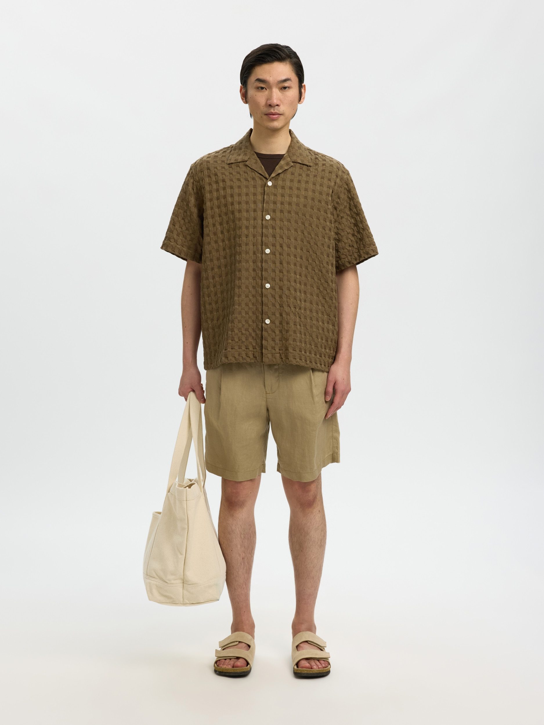 SELECTED HOMME T-Shirt SLHRLXMONTY TEXTURE SS SHIRT