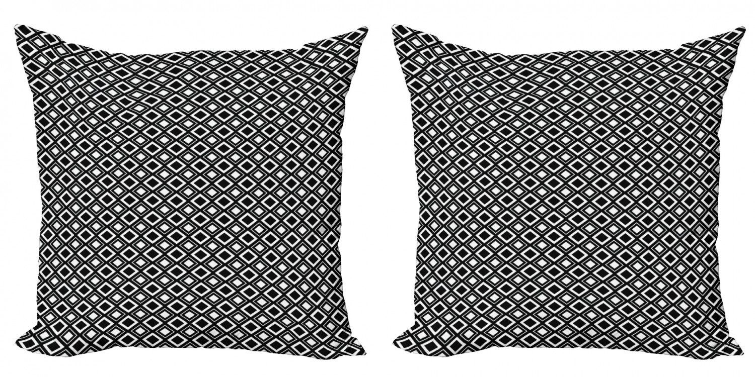 Abakuhaus Schwarz Modern (2 weiß Kissenbezüge Moderne und Squares Doppelseitiger Accent Digitaldruck, Stück),