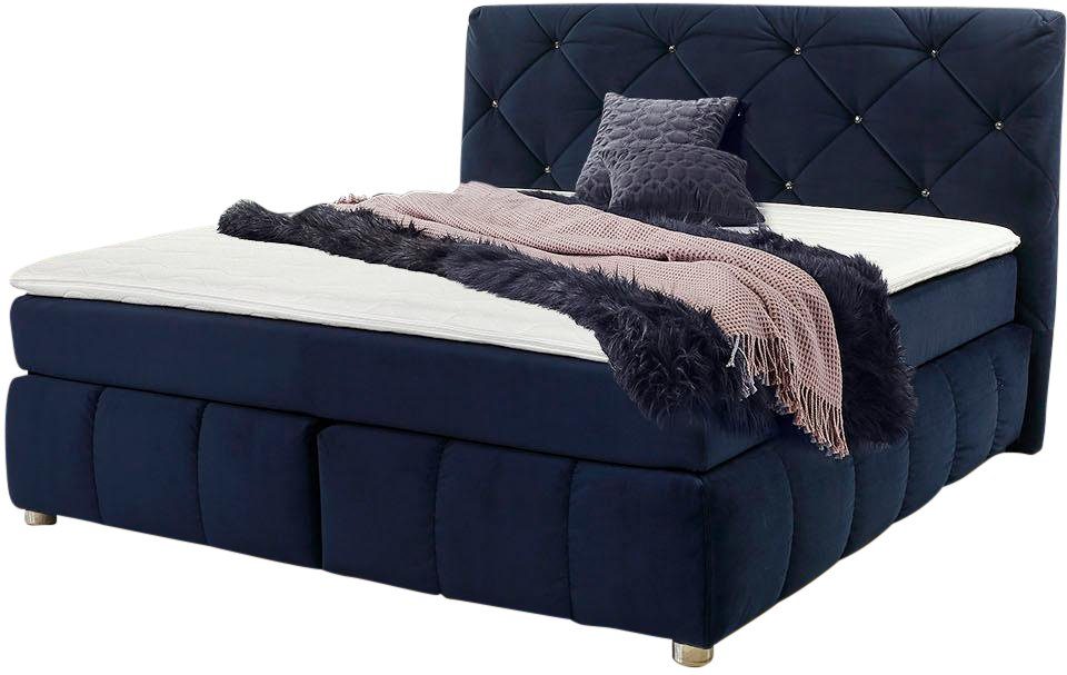 Jockenhöfer Gruppe Boxspringbett Bella erhältlich in 140 & 180cm Breite, mit Kaltschaum-Topper und Rauchglas-Steinen. Reduzierter Preis € 1.299,99. Unverbindliche Preisempfehlung € 1.899,99