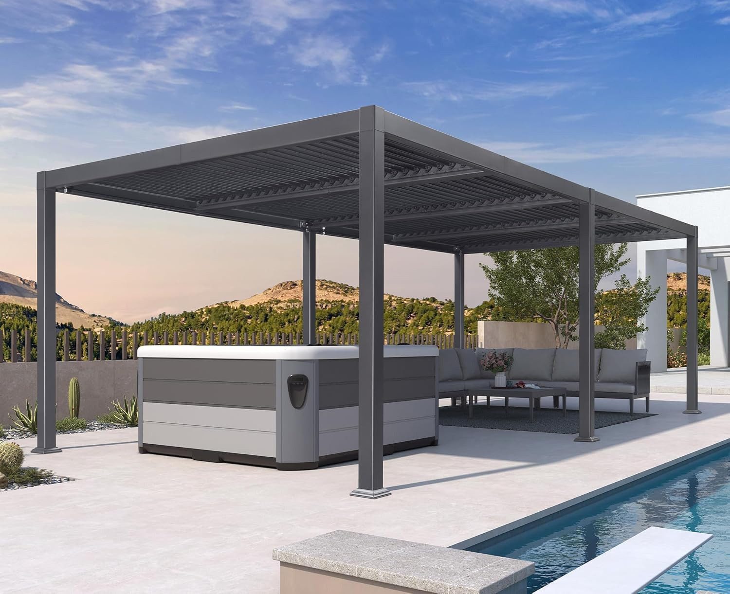 PURPLE LEAF Pergola Alu Terrassenüberdachung mit Lamellendach, stabiler Gar günstig online kaufen