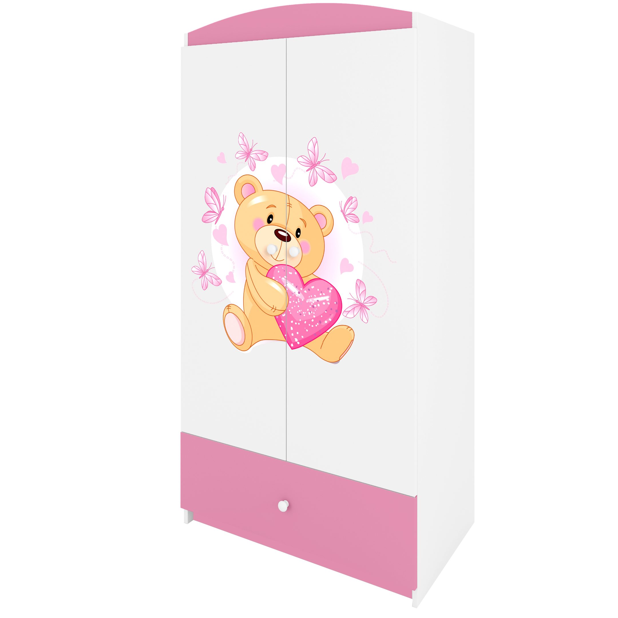 Raumhirsch Furniture Kinderkleiderschrank mit liebevollen Motiven - Kleiderschrank für Kinder (Kinderzimmerschrank für Mädchen, Mit Ablagefächern & Kleiderstange) hochwertige Verarbeitung, sanfte Farben, verschiedene Designs