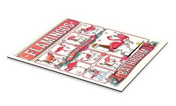 Posterlounge Alu-Dibond-Druck Wyatt9, Flamingos im Badezimmer, Mädchenzimmer Illustration