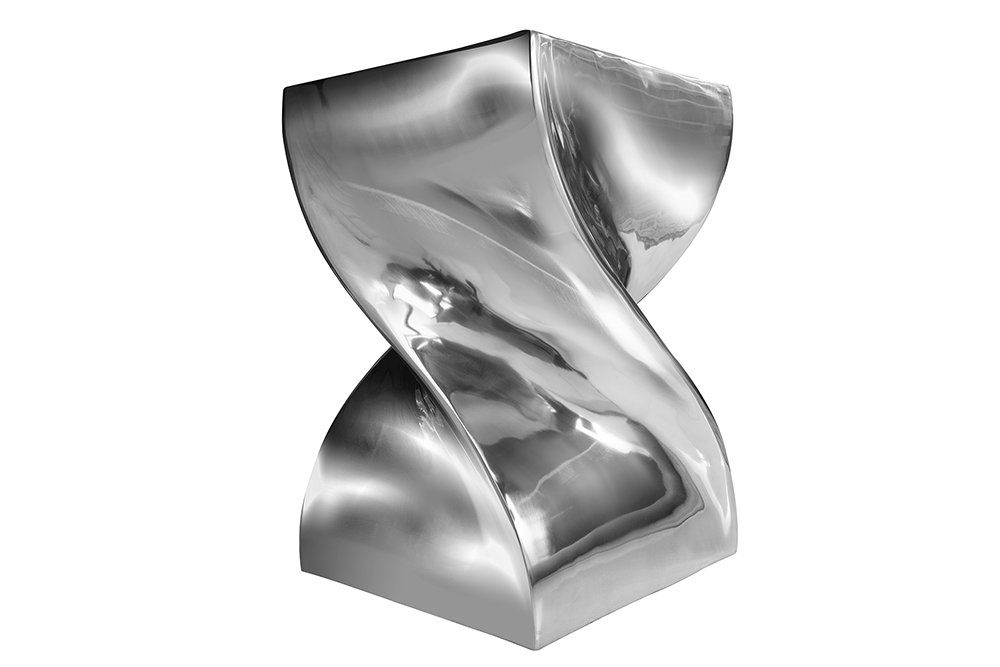 riess-ambiente Beistelltisch TWIST 45cm silber · glänzender Sitzhocker aus Aluminium Modern Design, Beistelltisch · Metall · Nachttisch · asymmetrisch · Sanduhr-Form