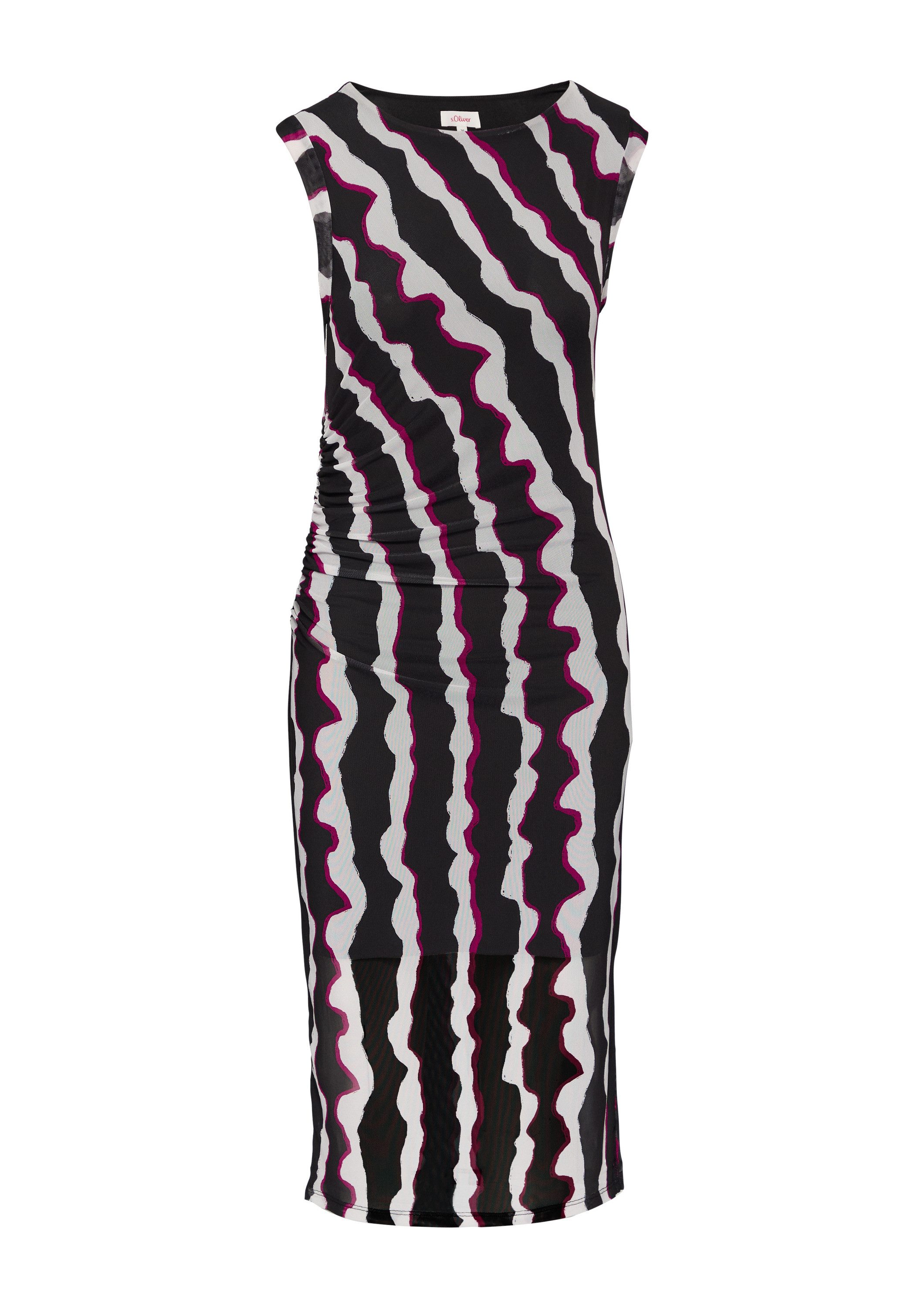 s.Oliver Midikleid Kleid Gemustertes Mesh-Kleid mit seitlicher Raffung günstig online kaufen