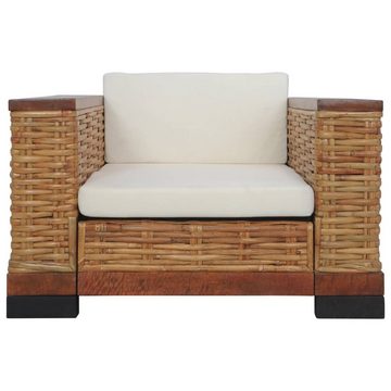 vidaXL Sessel Sessel mit Auflagen Braun Natur Rattan