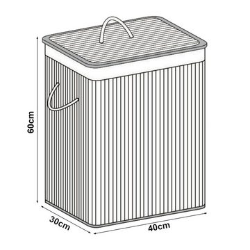 en.casa Wäschekorb, »Salla« Wäschesammler mit Deckel 72L aus Bambus Braun