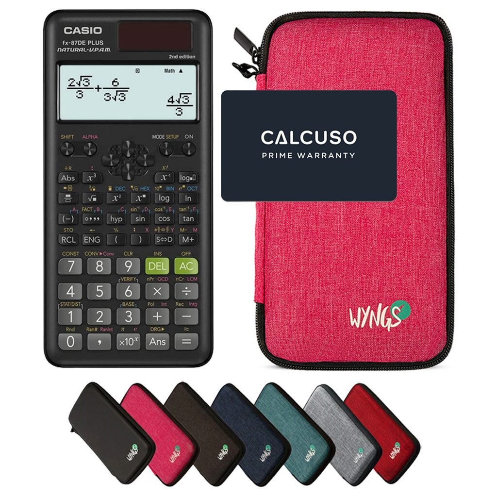 CASIO Taschenrechner fx-87DE Plus 2nd edition Classwiz inkl. WYNGS Schutztasche Pink