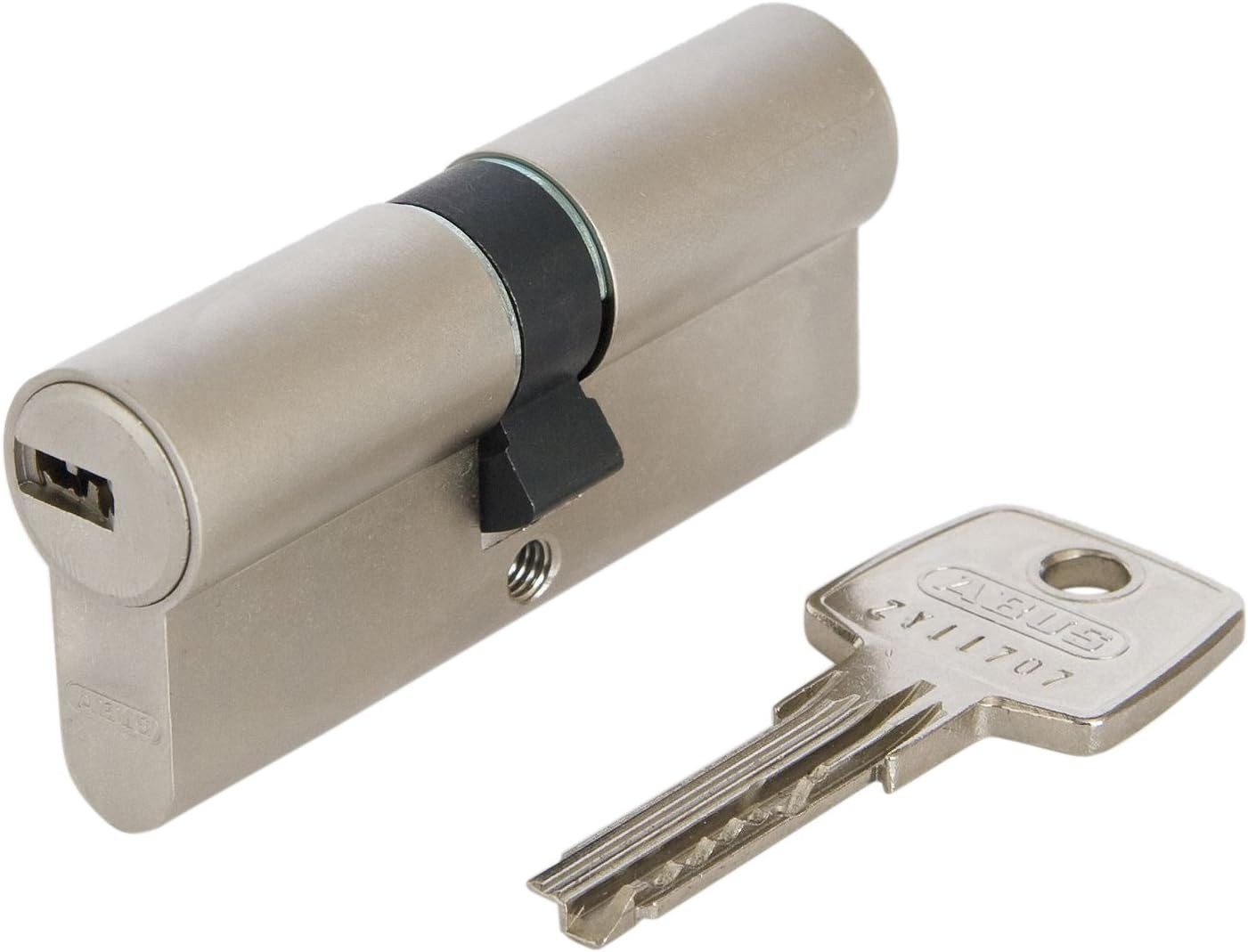 ABUS Profilzylinder Doppelzylinder D6X 30/30 gl., Not- und Gefahrenfunktion, Nickel pearl, Mit Codekarte-5 Schlüssel, Spezialstifte für erhöten Pickingwiderstand