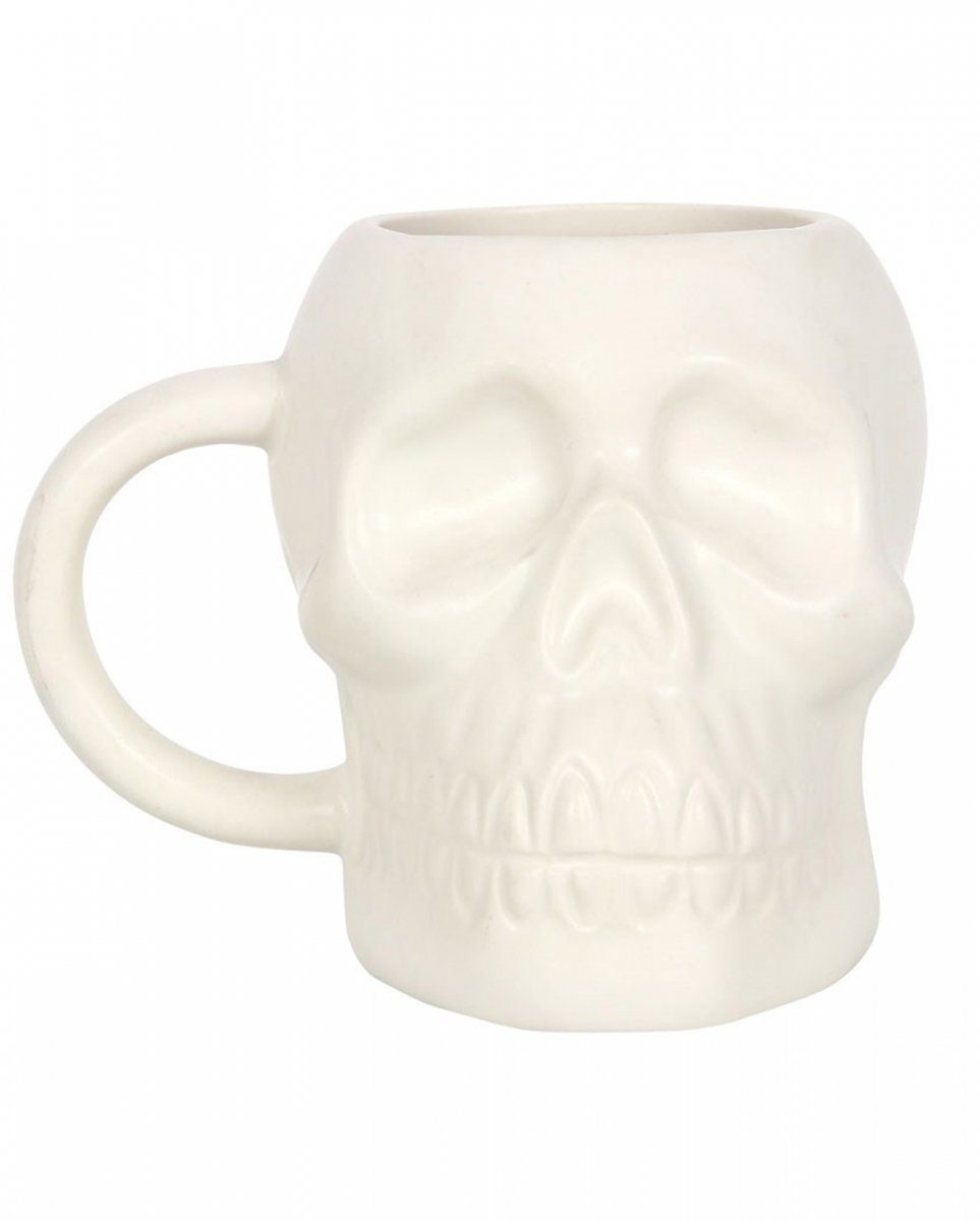 Horror-Shop Geschirr-Set Weiße matte Totenkopf Tasse als Lieblingstasse, Keramik