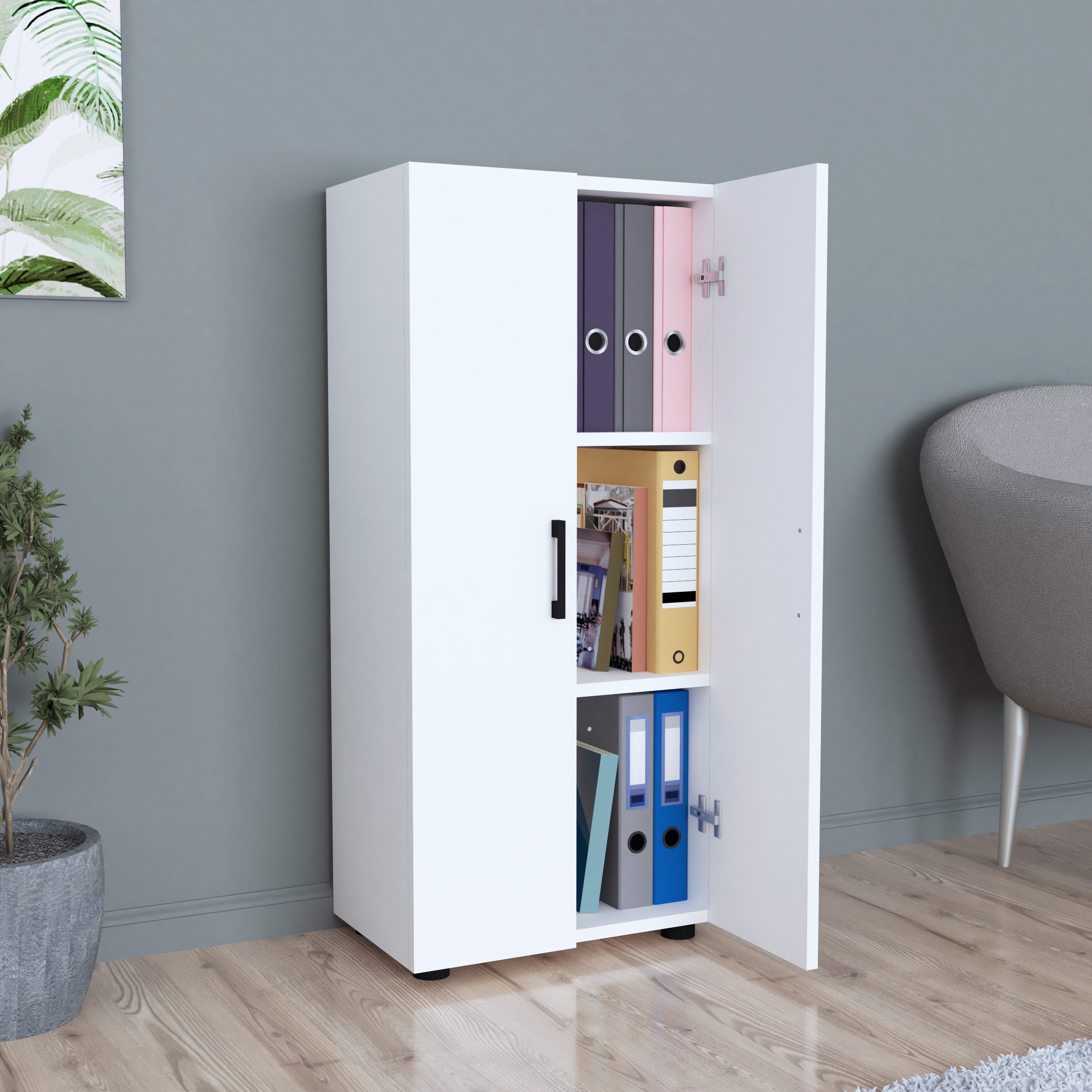 gowoll Mehrzweckschrank mit 2 Türen 3 Weiß Einlegeboden 108x49x32 cm Holz K günstig online kaufen