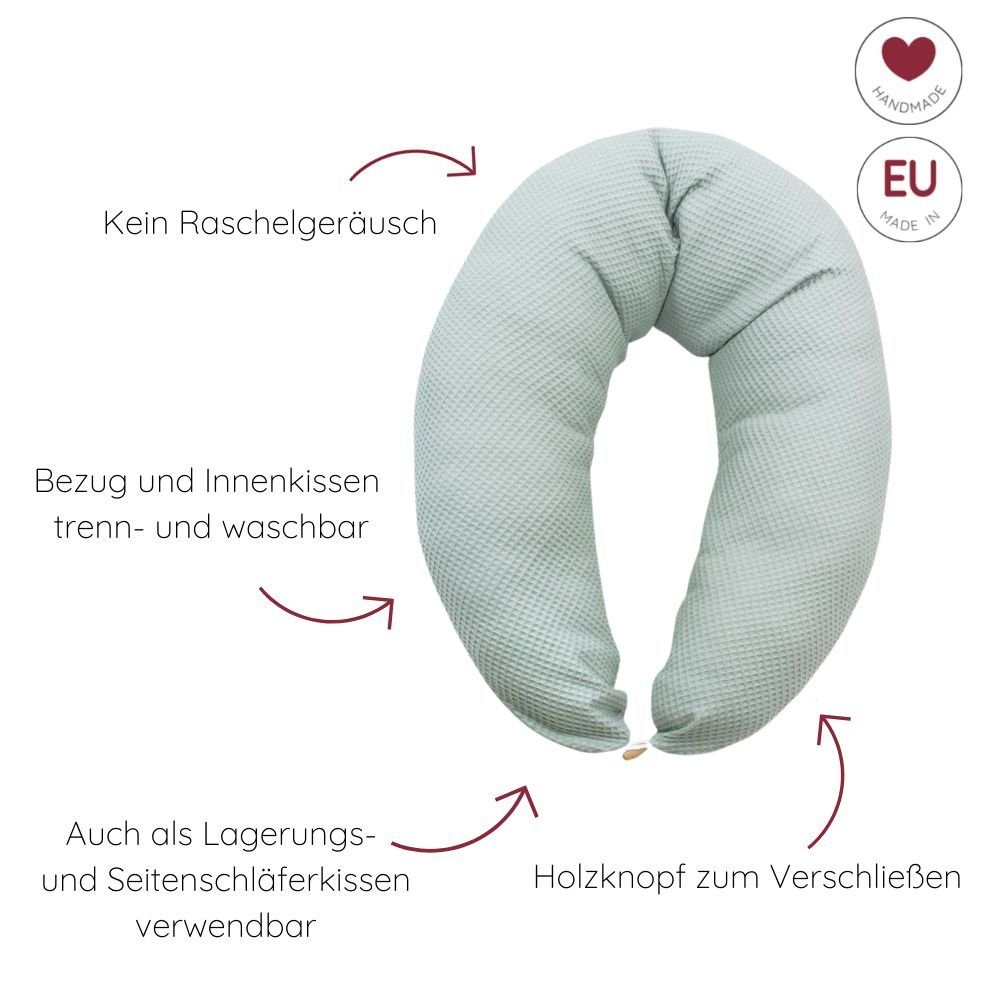 Senfgelb HOBEA-Germany Stillkissen Lagerungskissen, mit Stillkissen Seitenschläferkissen, Schwangerschaftskissen, Bezug, WAFFELPIQUE