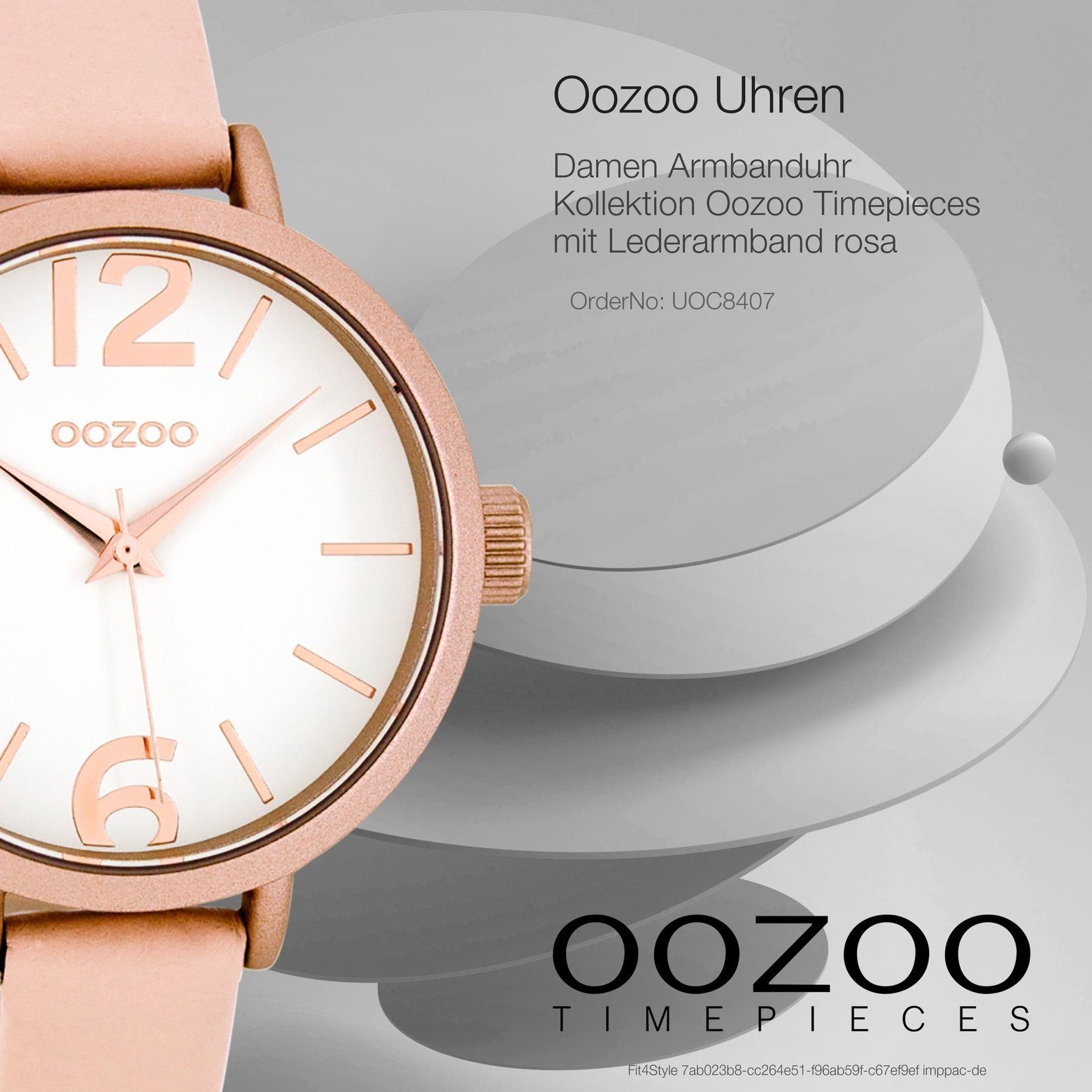 mittel OOZOO Damen Damenuhr Fashion-Style 35mm) Lederarmband, Oozoo Armbanduhr Quarzuhr (ca. rund, rosa,