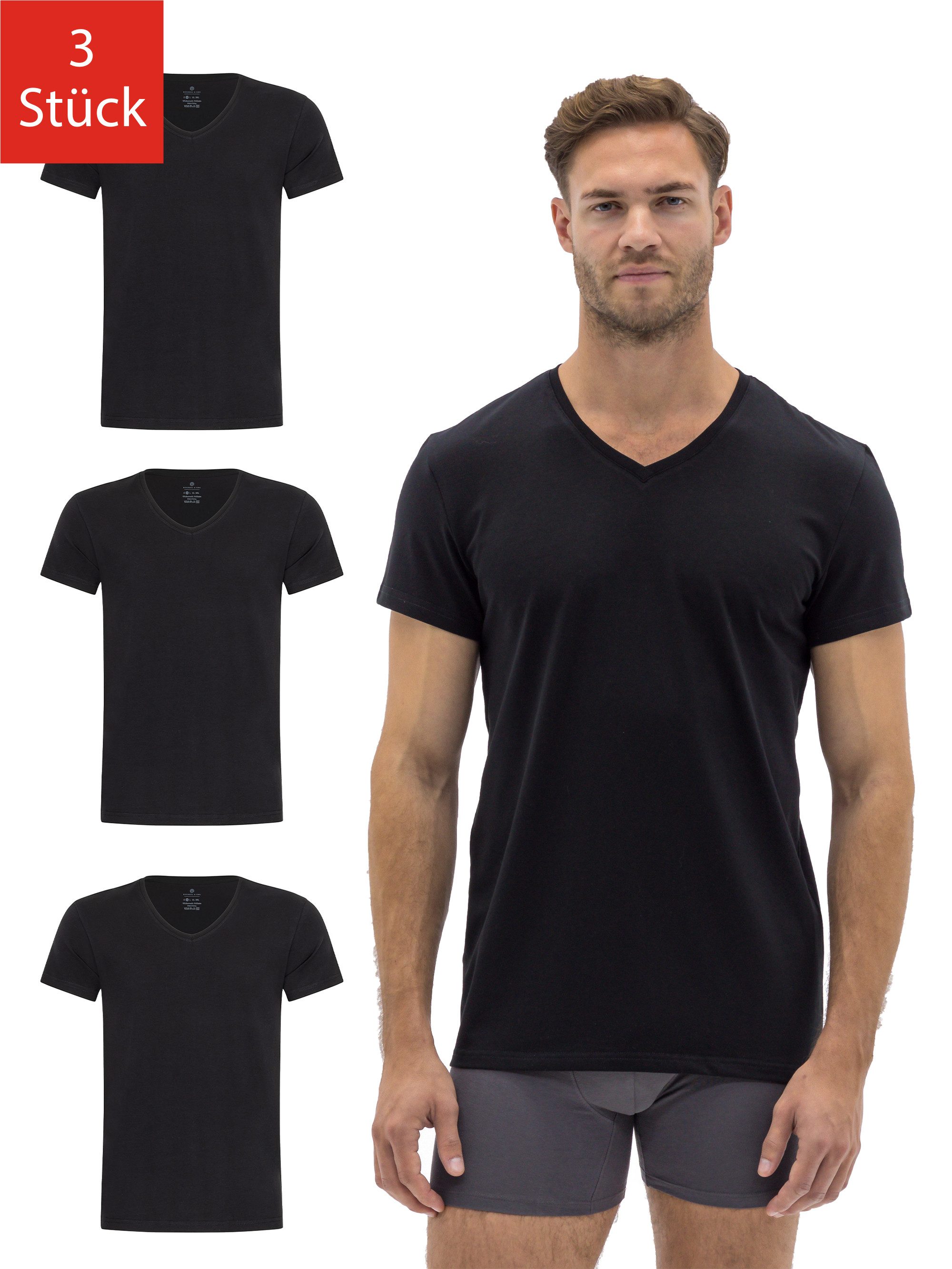 Barrio 13 T-Shirt Herren Tshirt aus Stretch Baumwolle mit V-Ausschnitt (Pac günstig online kaufen