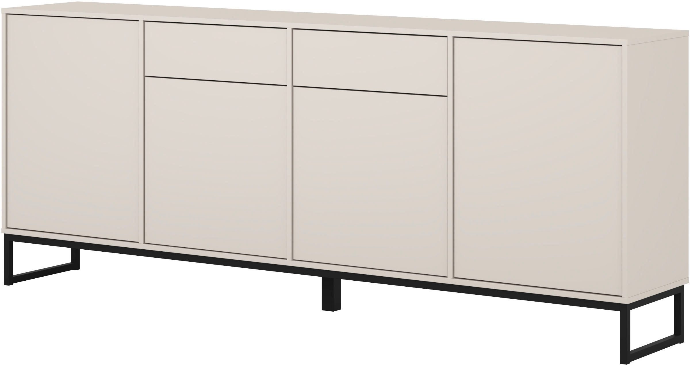 OTTO home Sideboard Loft, Breite 208,5 cm, grifflose Kommode 4 Türen/2 Schubkästen., Schubladenschrank mit viel Stauraum, Einlegeböden verstellbar