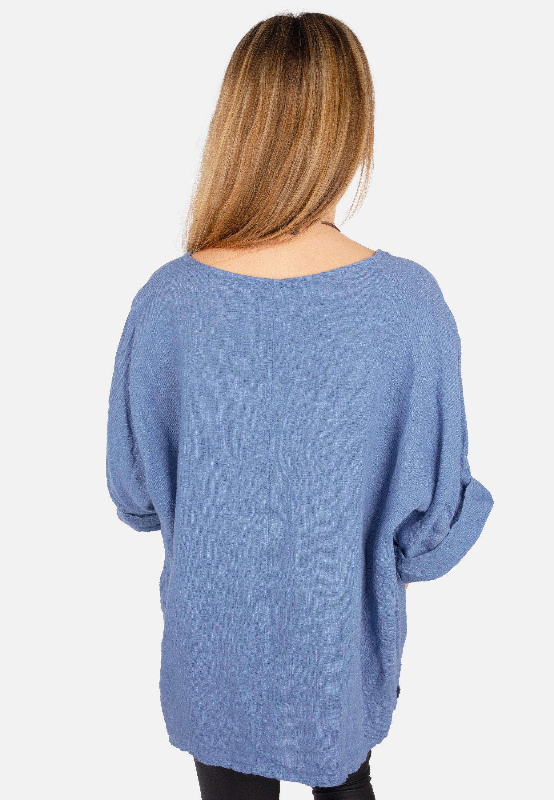 Seasons of April Kurzarmbluse LINA OVERSIZED Weit geschnittene Leinenbluse