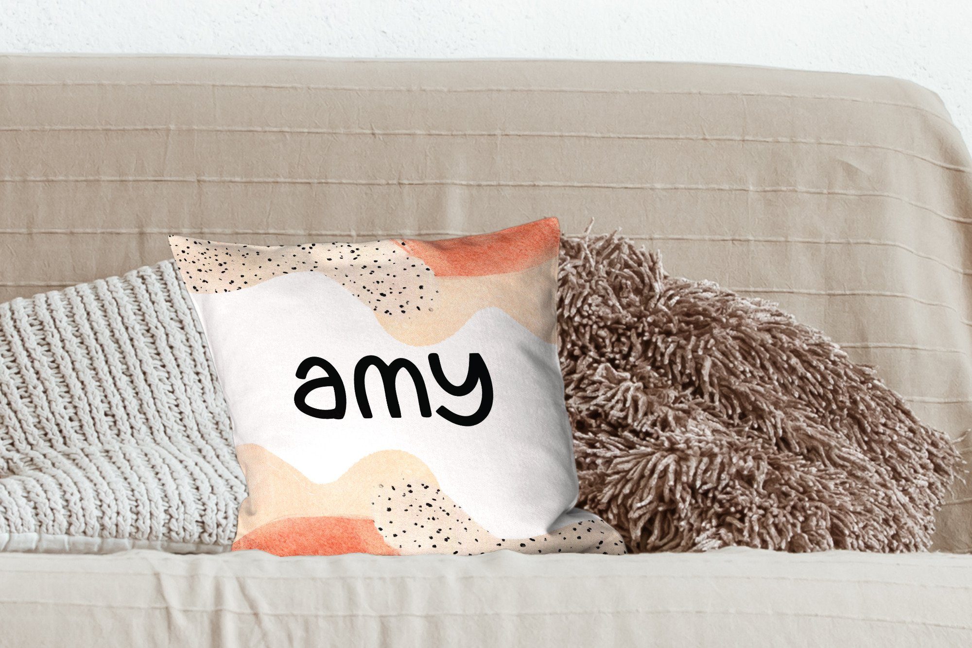 MuchoWow Dekokissen Zierkissen Sofakissen Wohzimmer, für Deko, Mädchen, - mit Schlafzimmer, Pastell Amy - Füllung